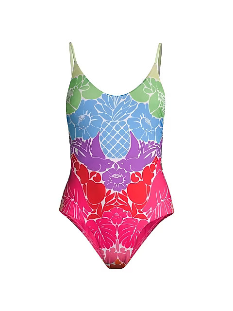Tropical Colorblocked One-Piece Swimsuit | Saks Fifth Avenue