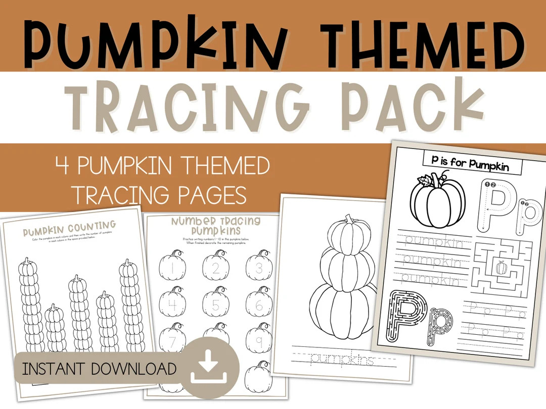 Pumpkin Themed Tracing Worksheet | Pumpkin Number Tracing | Pumpkin Morning Menu Printables | Pum... | Etsy (US)