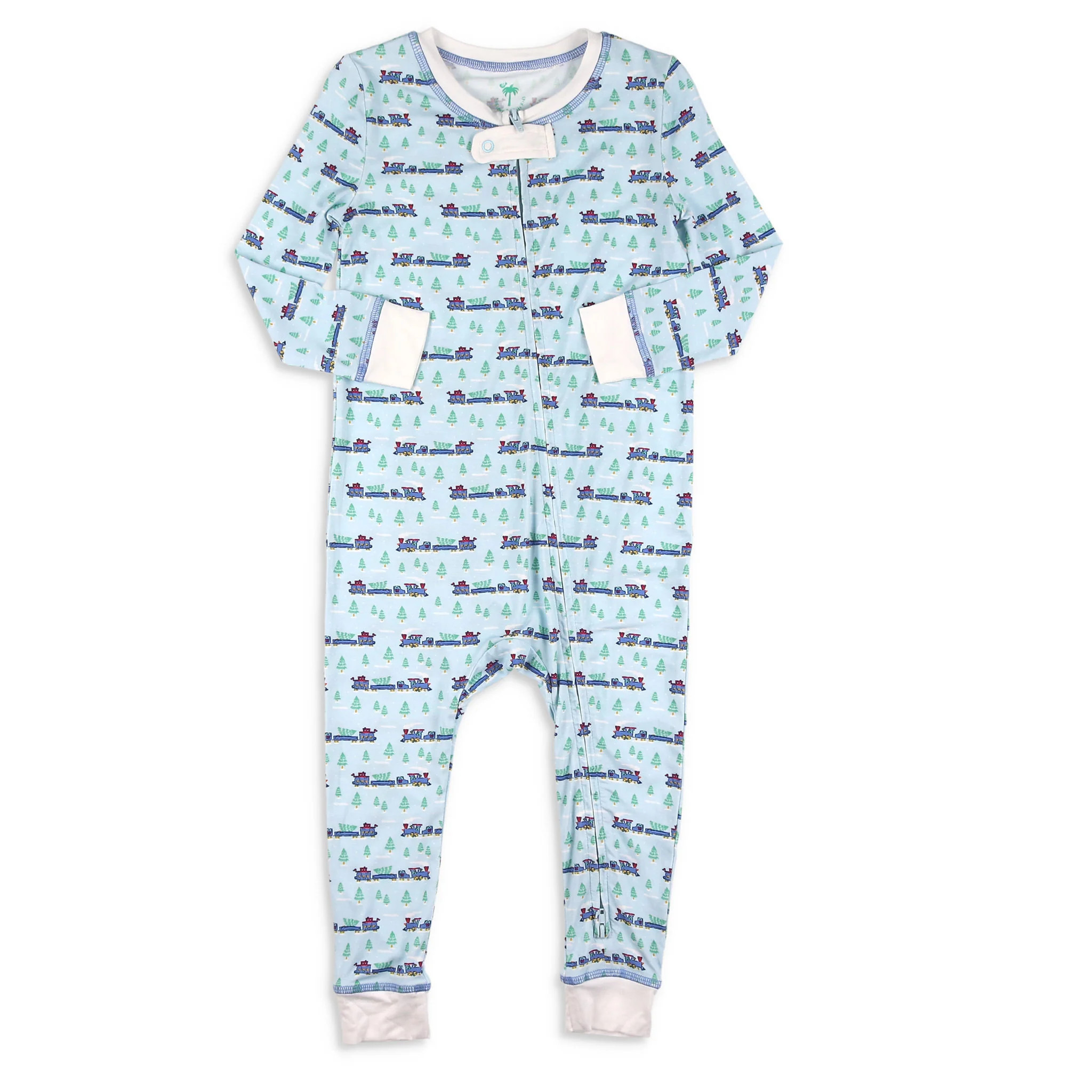 Bamboo Onesie - Christmas Trains - Shrimp and Grits Kids | Shrimp and Grits Kids