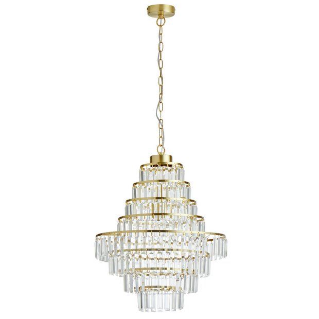 Habitat Presley Glass 8 Tier Chandelier - Brass | argos.co.uk