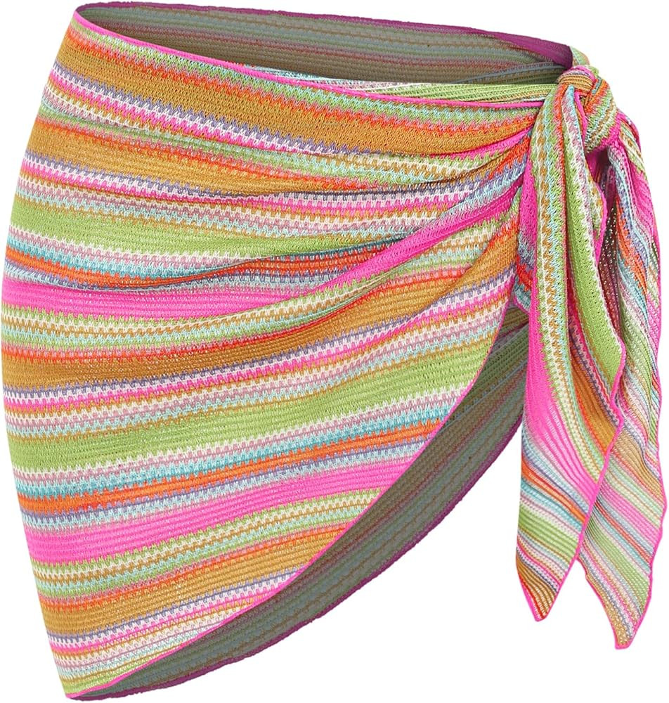 ZAFUL Sarong Coverups for Women Beach Vacation Fishnet See Thru Tie Side Bathing Suit Cover Up Mi... | Amazon (US)