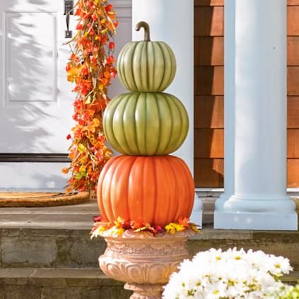Three-stack Pumpkin Topiary | Grandin Road
