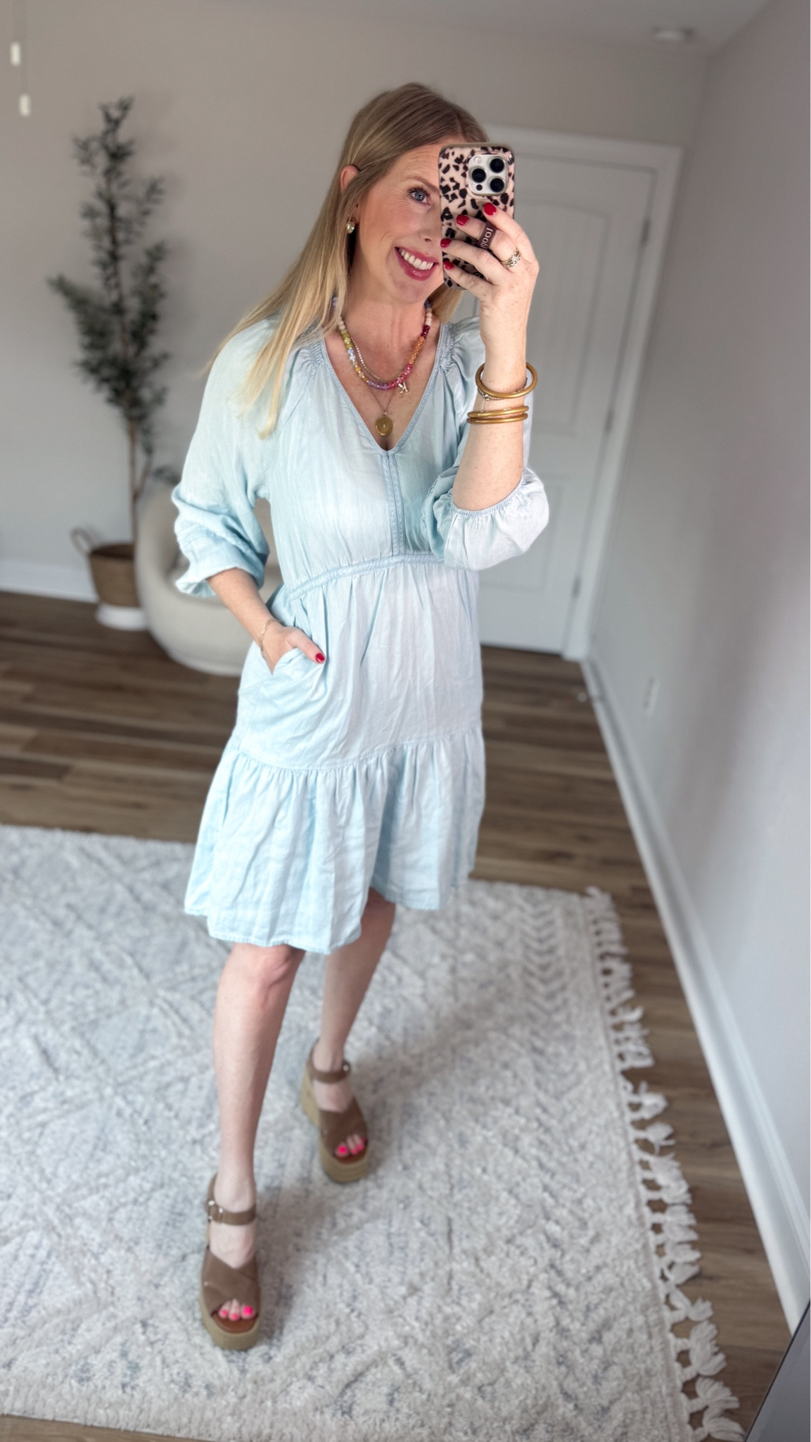 Daily try on, Walmart outfit, Walmart fashion, Walmart try on, time and tru, light wash denim dress, Marc fisher wedges 

#LTKWorkwear #LTKootd