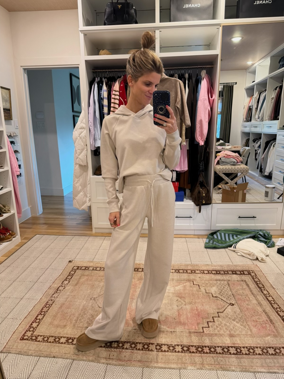 Rhone wide leg pant + hoodie set in sand (wearing XS) 

 