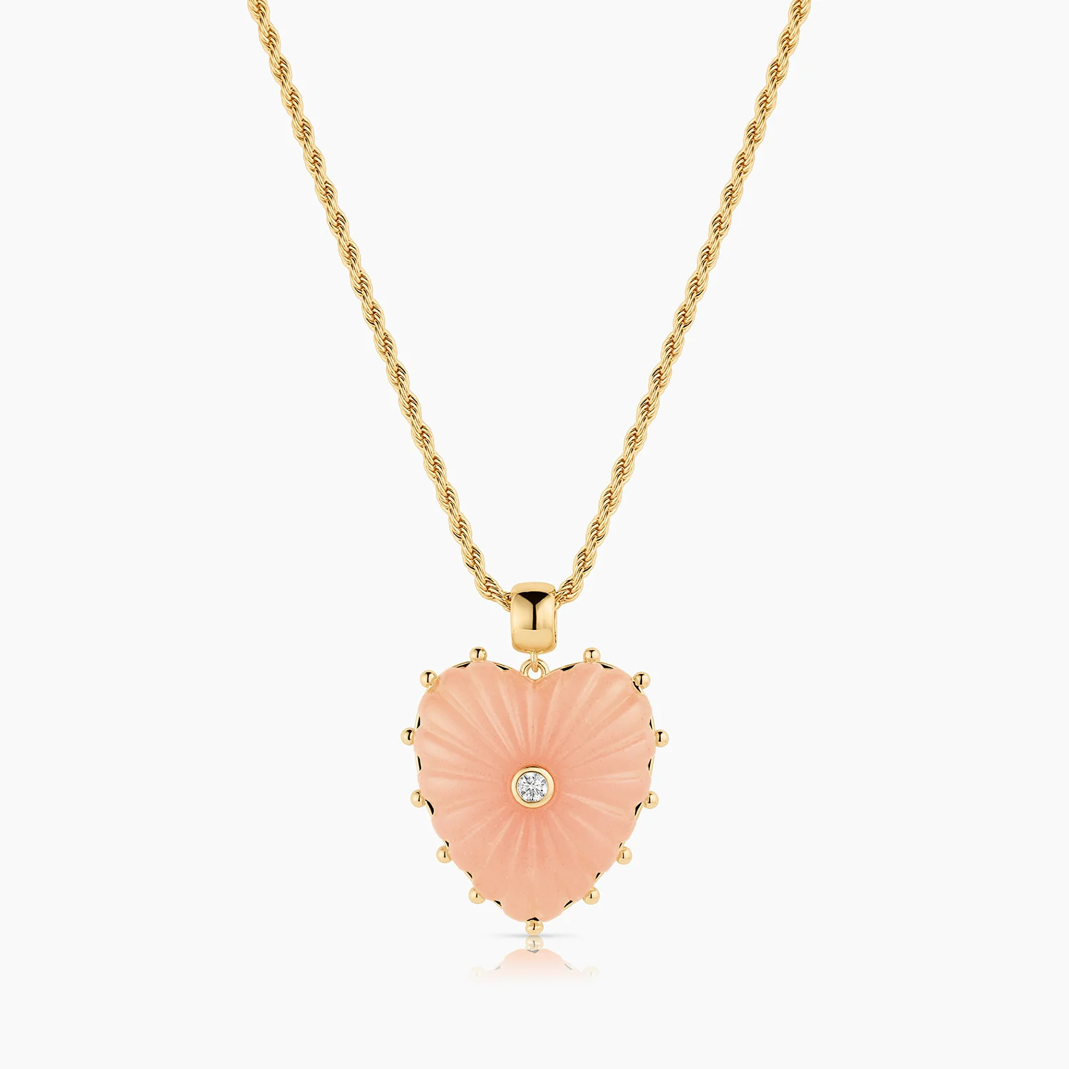 Malene Pink Jade Heart Rope Necklace | Thatch