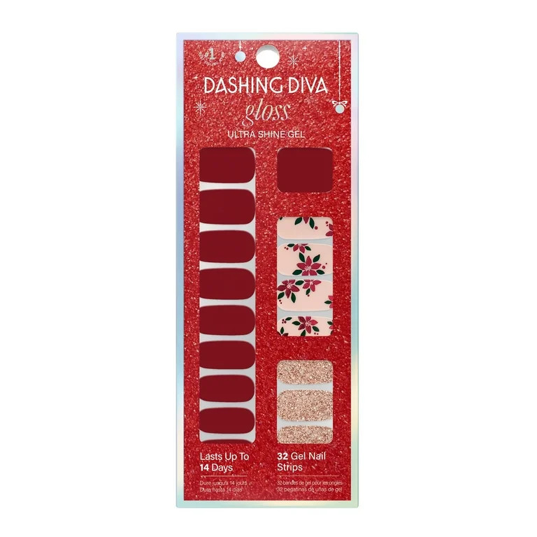 Dashing Diva GLOSS, Gel Nail Polish Strips, Poinsettia Princess, Includes 32 strips - Walmart.com | Walmart (US)