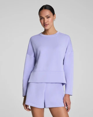 Spanx Women's SPANX AirEssentials Crewneck Long Sleeve Top in Powder/Timeless Navy Stripe | Spanx