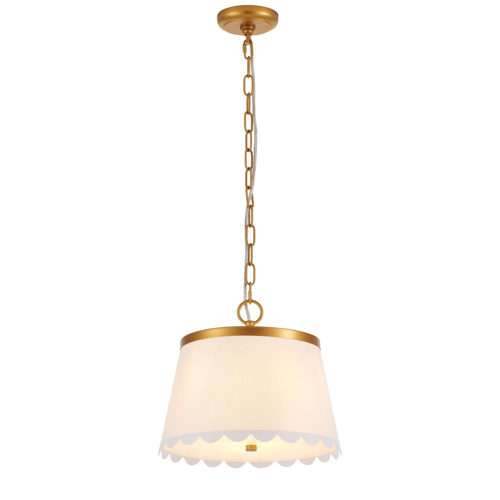 Flower Pendant Lighting, Modern Chandelier with Cream White Fabric Drum and Antique Brass Brush P... | Amazon (US)