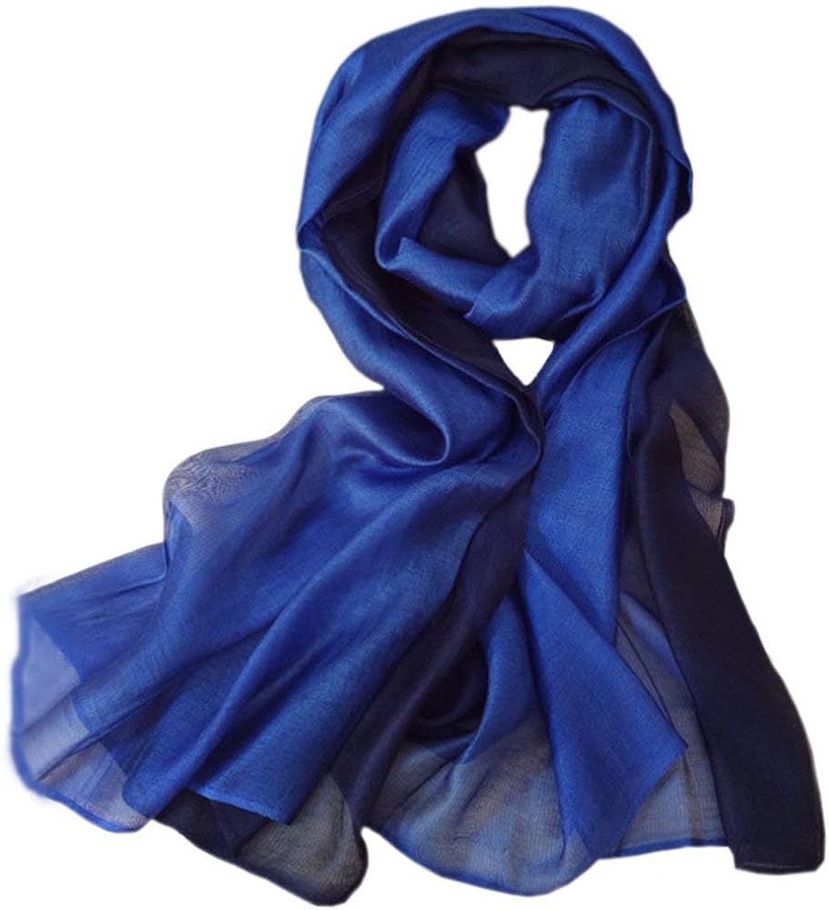 Cotton Silk Scarf Elegant Soft Wraps Color Shade Scarves for Women | Amazon (US)