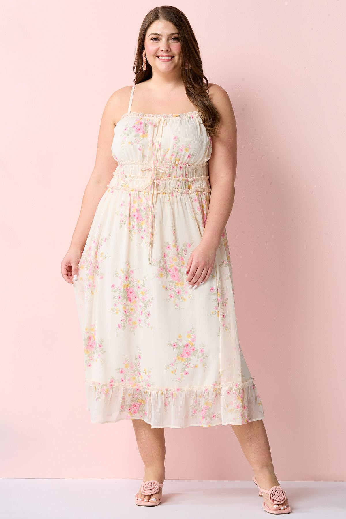 Plus Size Floral Ivory Breeze Dress | Cato Fashions