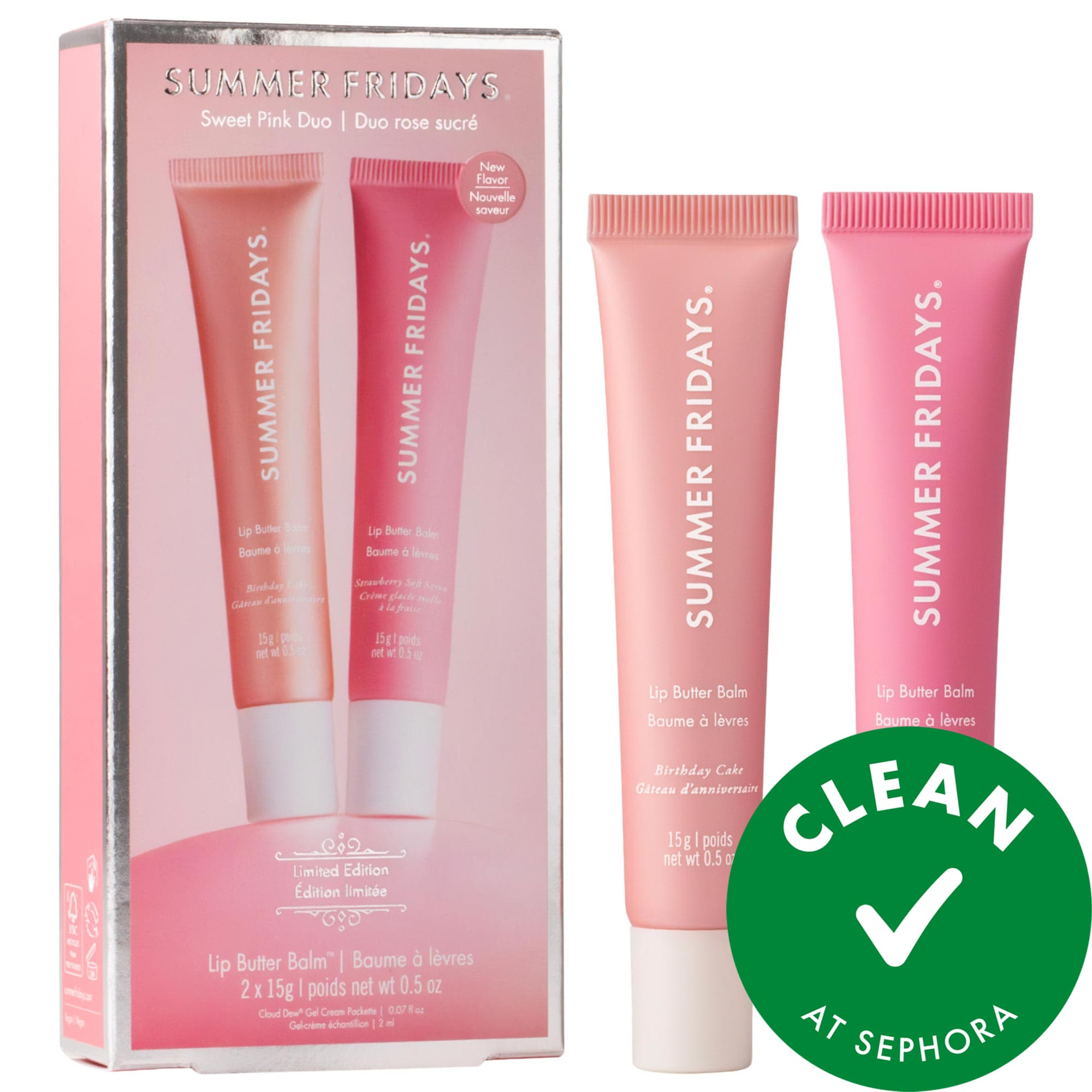 Summer Fridays Sweet Pink Duo with Birthday Cake + Strawberry Soft Serve Lip Butter Balm 1/1 | Sephora (US)