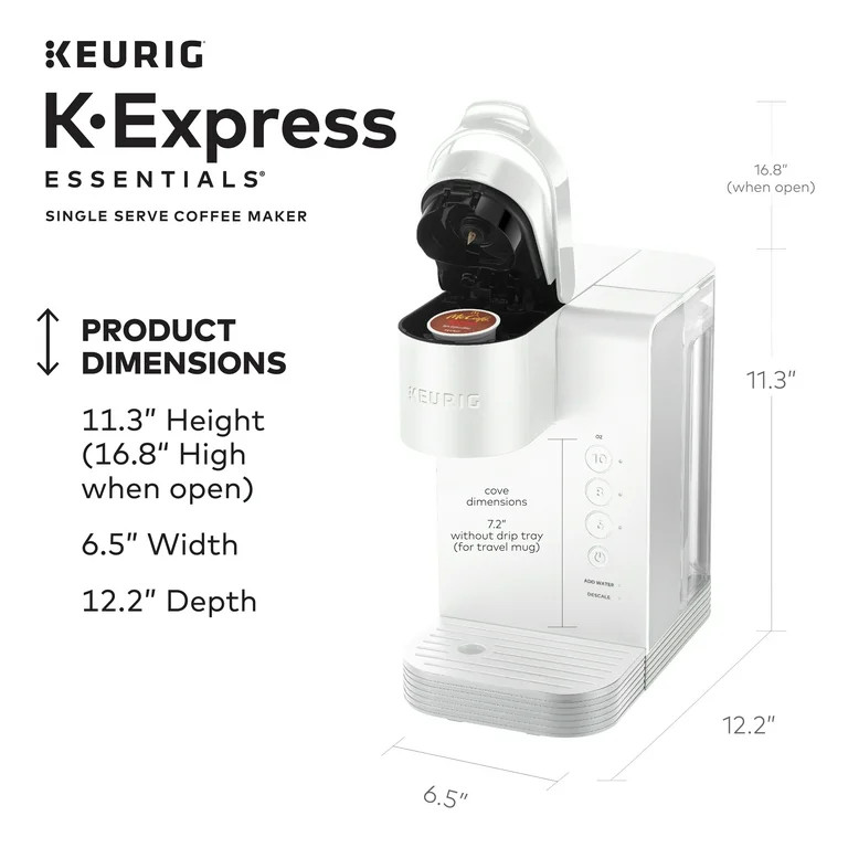 Keurig K-Express Essentials Single-Serve K-Cup Pod Coffee Maker, Cloud White | Walmart (US)