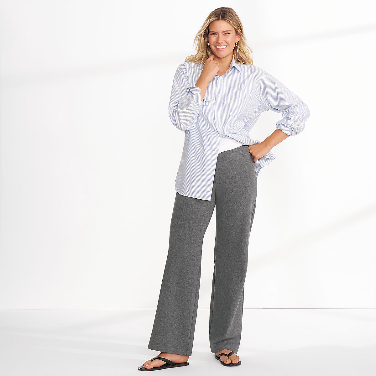 Women's Starfish High Rise Wide Leg Pull On Pants | Lands' End (US)