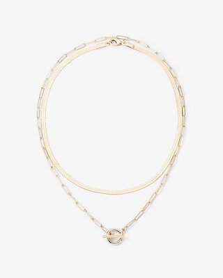 Omega & Paperclip Chain Toggle Necklace Set | Express