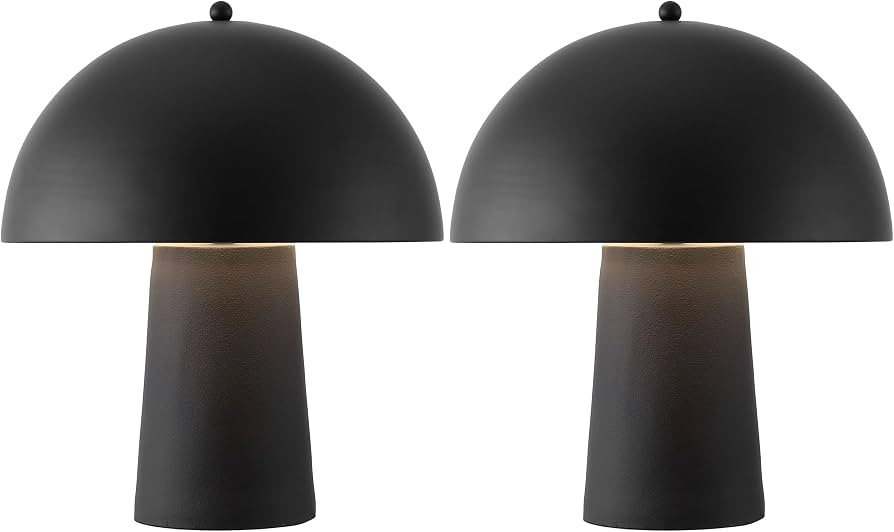 SAFAVIEH Lighting Collection - Serra Black Resin Mushroom Table Lamp Set of 2, 18" Modern Decorat... | Amazon (US)
