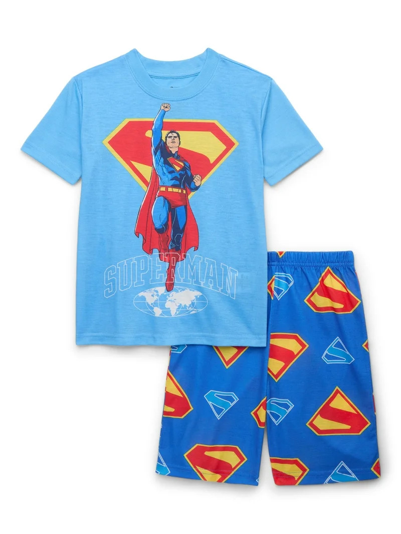 Superman Boys Graphic Tee with Cape and Shorts Pajama Set, 2-Piece, Sizes 4-12 | Walmart (US)