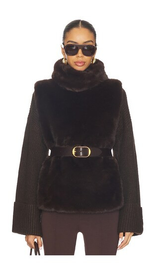 Susanna Chow Laurelle Faux Fur Vest in Brown. - size S | Revolve Clothing (Global)