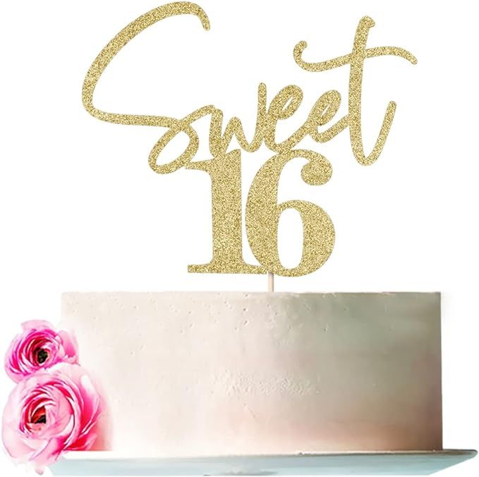 Sweet 16 Cake Toppers - Glitter Sweet 16 Birthday Cake Topper,16th Birthday Cake Topper,16th Birt... | Amazon (US)
