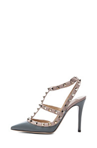 Valentino Rockstud Leather Slingbacks T.100 in Gray | FWRD 