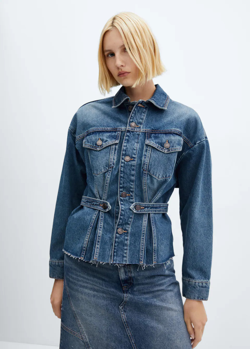 Fitted denim jacket -  Women | Mango USA | MANGO (US)