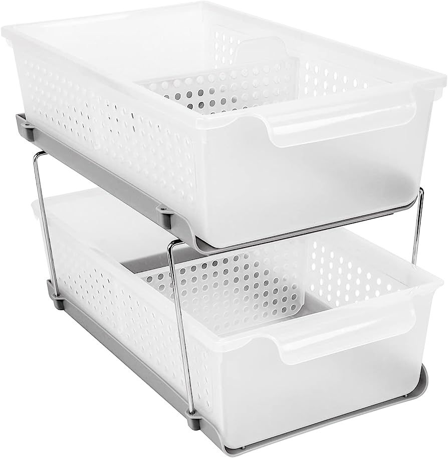 JRing 2-Tier Organizer with Pull Out Drawer, Removable Storage Baskets with Dividers, Multi-purpo... | Amazon (US)