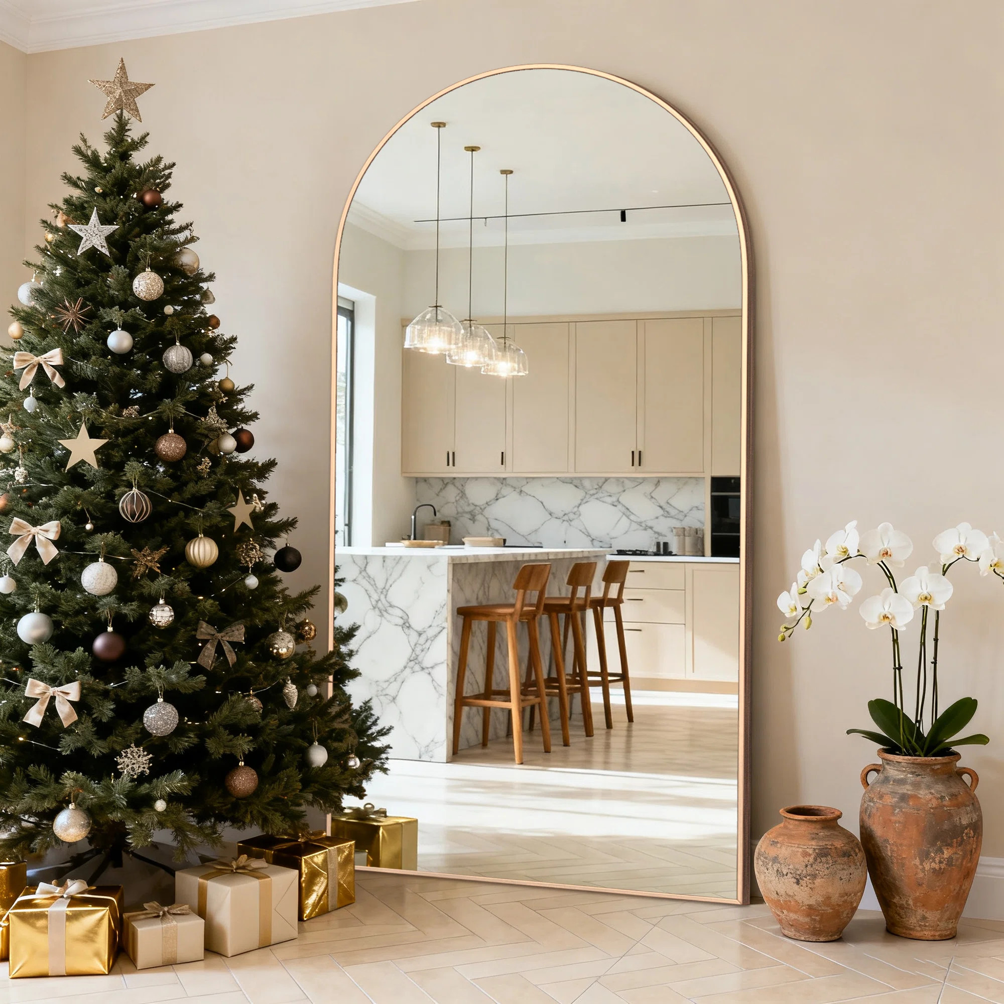 Malesha Large Modern Full Length Arched Aluminum Alloy Framed Floor Mirror | Wayfair North America