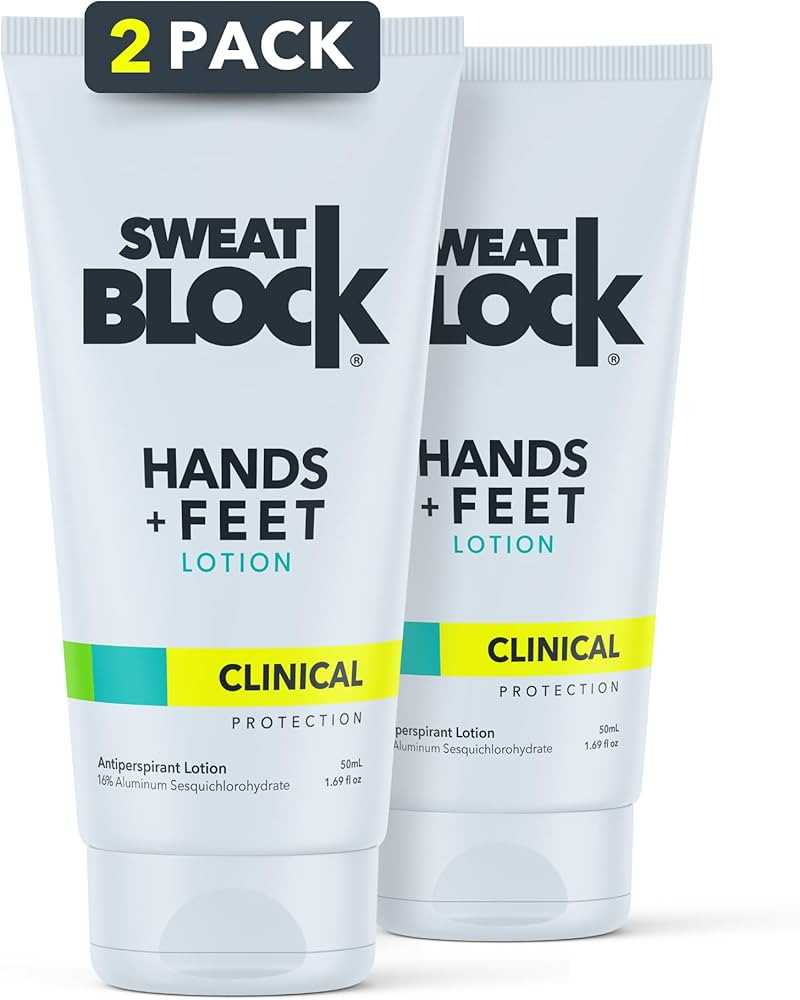 SweatBlock Clinical Strength Antiperspirant Lotion for Hands and Feet 2 Pack for Men and Women Hy... | Amazon (US)
