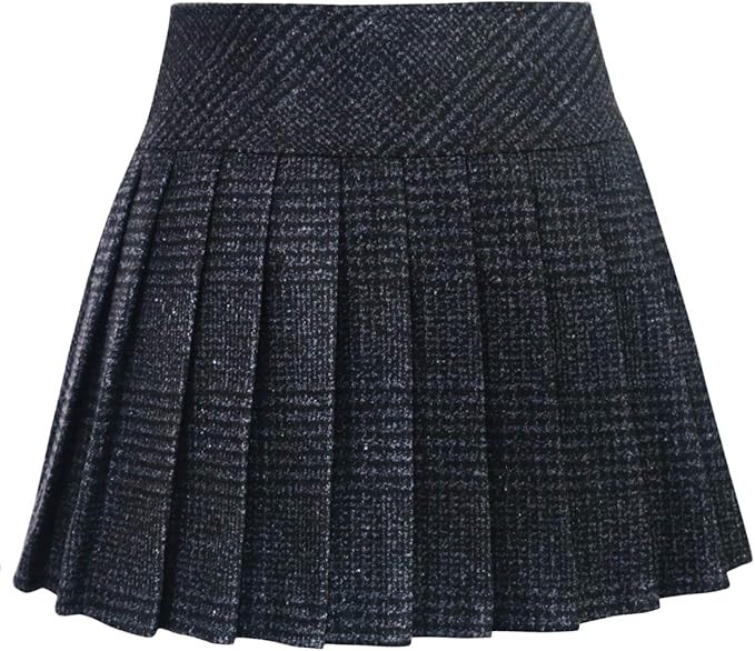 chouyatou Women's Casual Plaid High Waist A-Line Wool Pleated Short Skirt | Amazon (US)