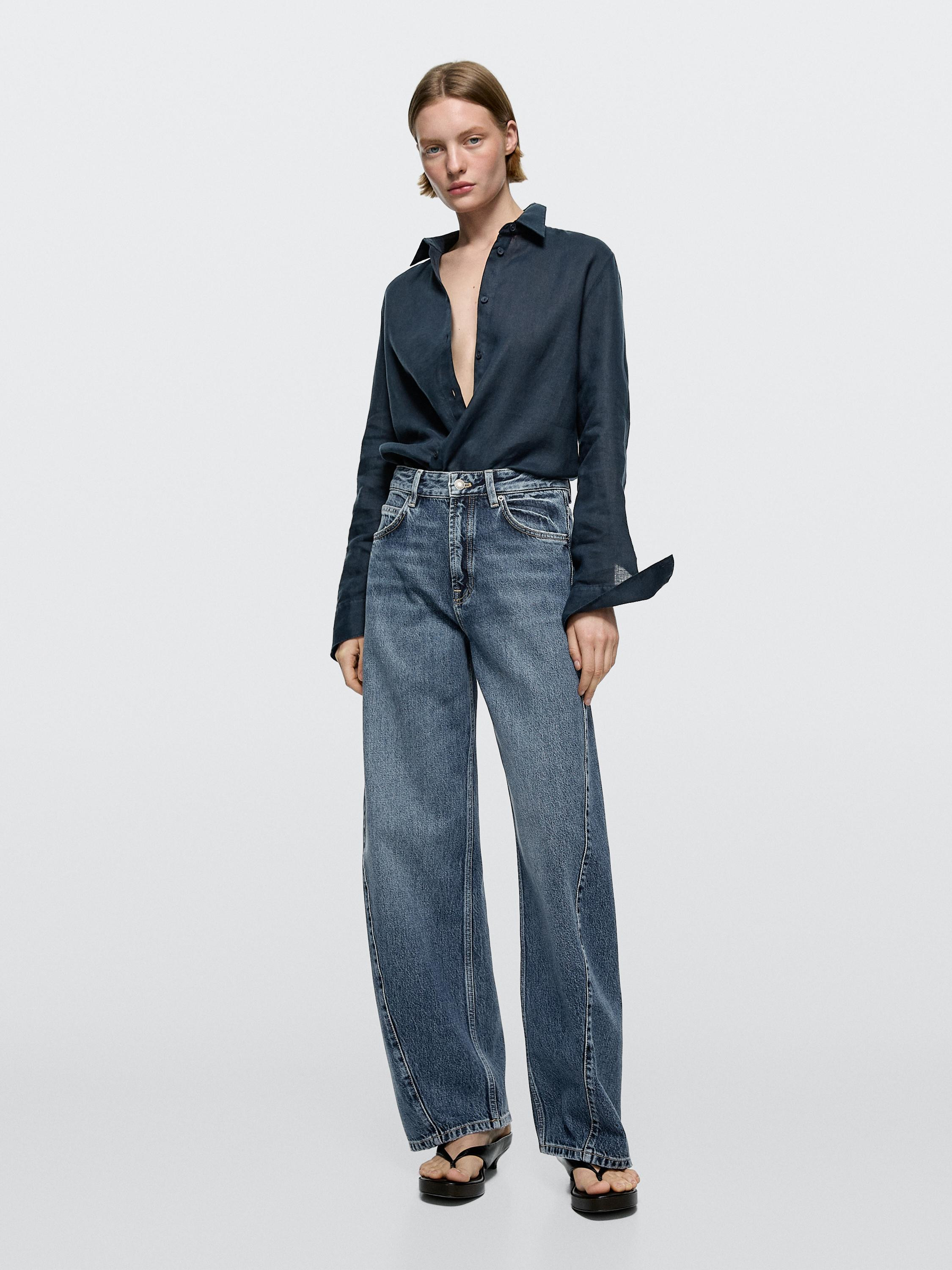 Barrel fit jeans \u00b7 Medium Blue \u00b7 Trousers | Massimo Dutti | Massimo Dutti UK