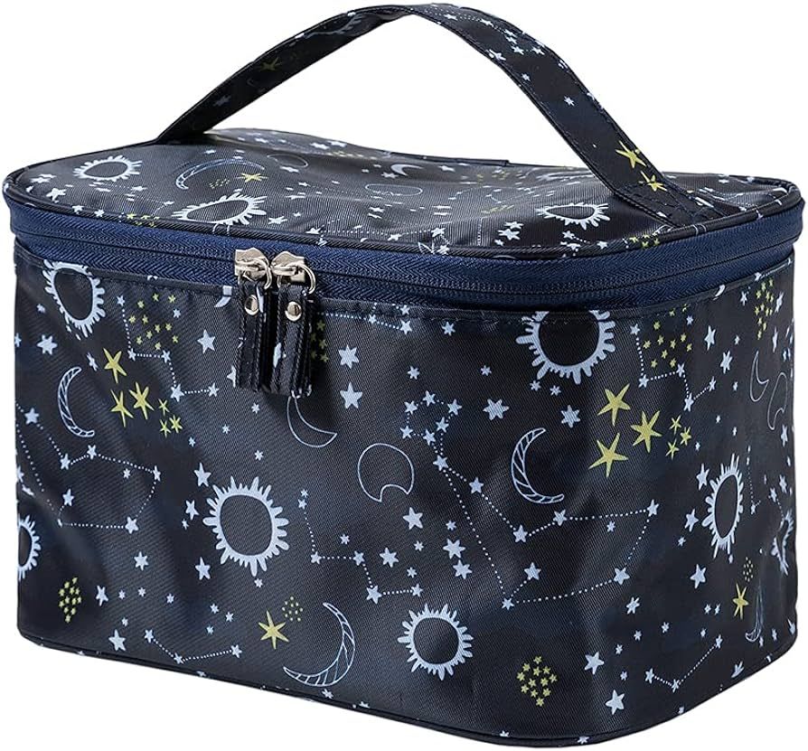 HOYOFO Makeup Bag Cosmetic Bags for Women Travel Makeup Organizer Case, Starry Sky | Amazon (US)