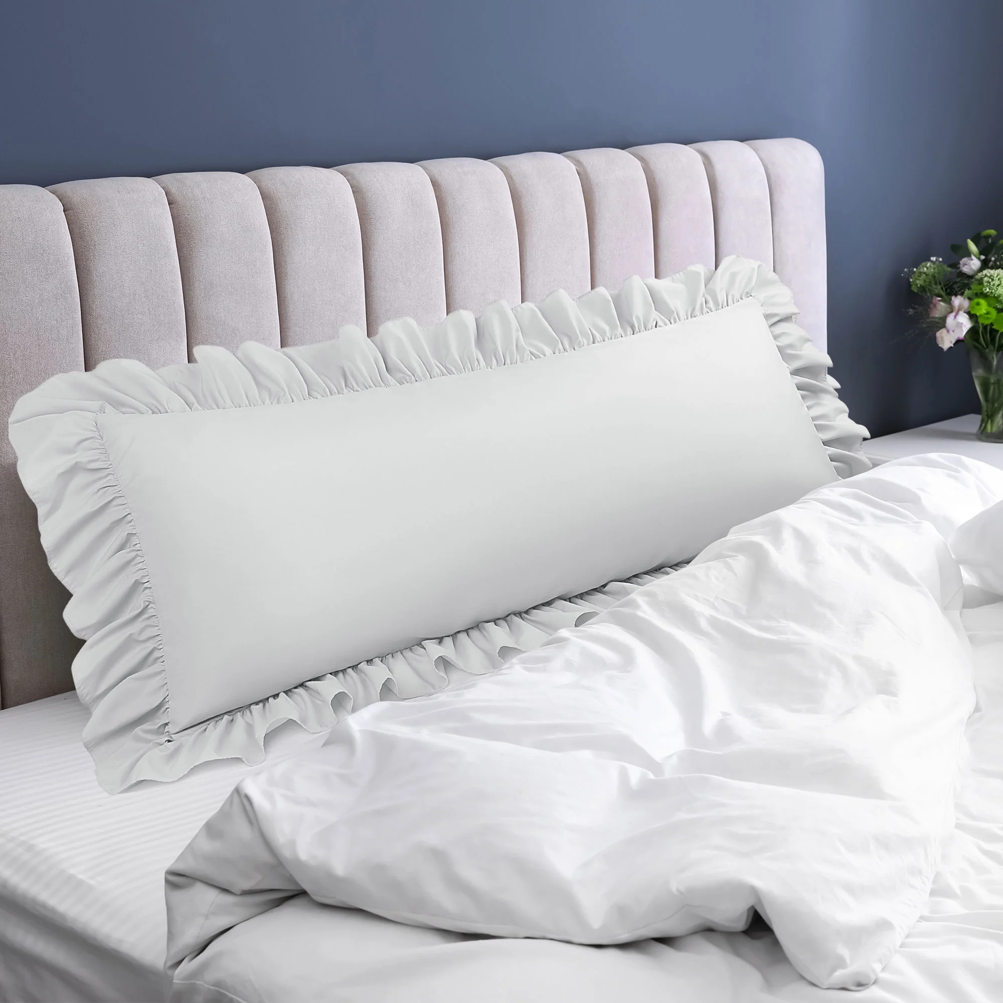 PiccoCasa Microfiber Ruffle Body Pillowcases with Envelope Light Gray 20"x54" | Walmart (US)