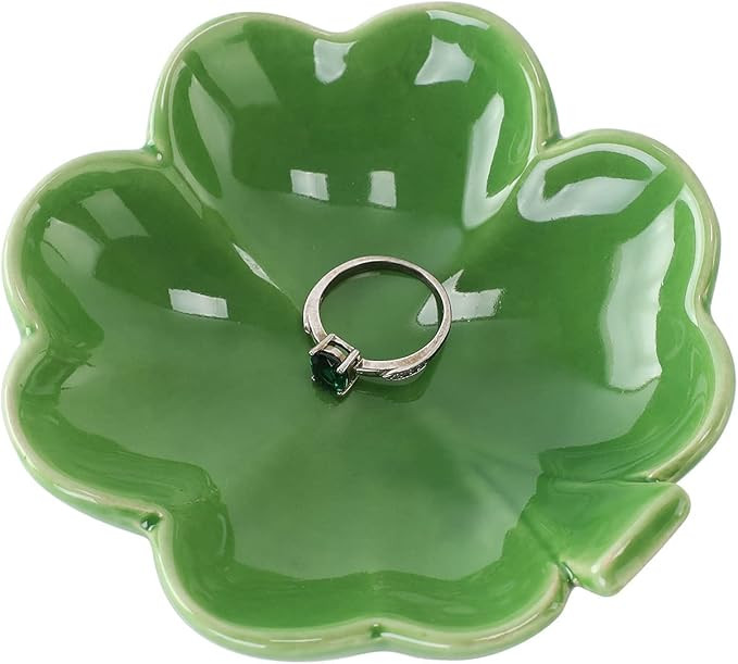 Four-Leaf Clover Ceramic Ring Dish,Decorative Trinket Jewelry Dish,Birthday Wedding ST Patricks D... | Amazon (US)