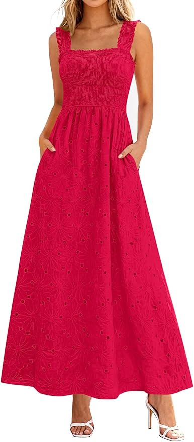 KIRUNDO Summer Lace Dress Vacation Outfits for Women 2026 Wedding Guest Dresses Maxi Beach Boho S... | Amazon (US)