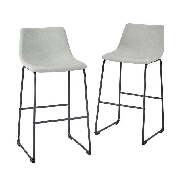 Set of 2 Laslo Modern Upholstered Faux Leather Barstools - Saracina Home | Target