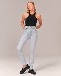 Women's Ultra High Rise Slim Straight Jean | Women's Bottoms | Abercrombie.com | Abercrombie & Fitch (US)