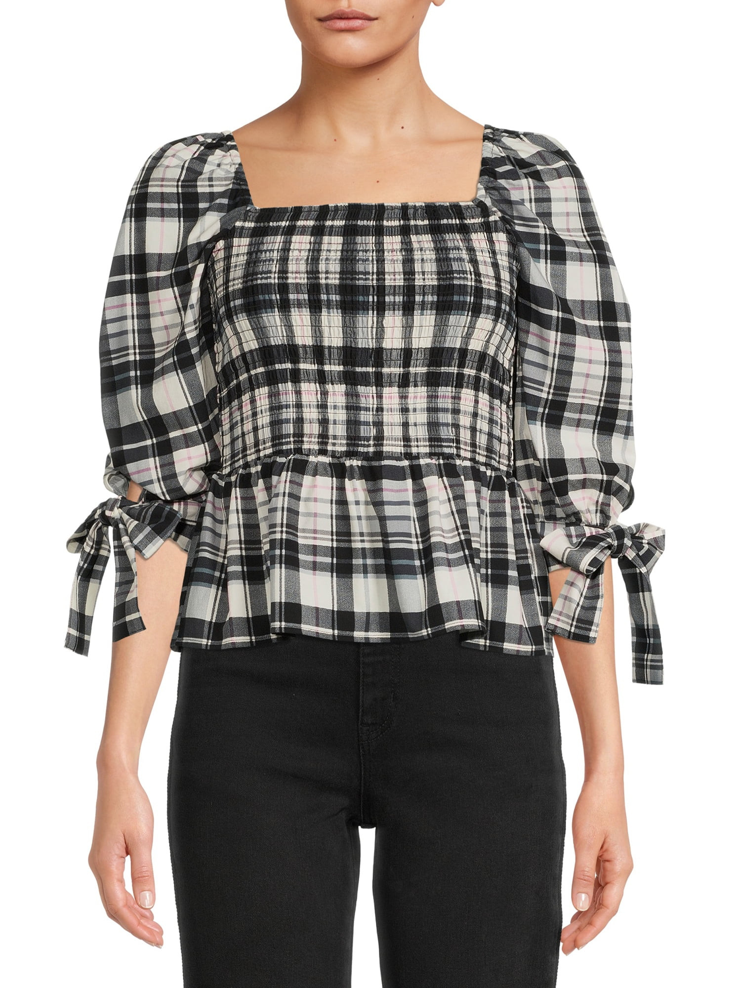 Time and Tru Women's Puff Sleeve Top - Walmart.com | Walmart (US)