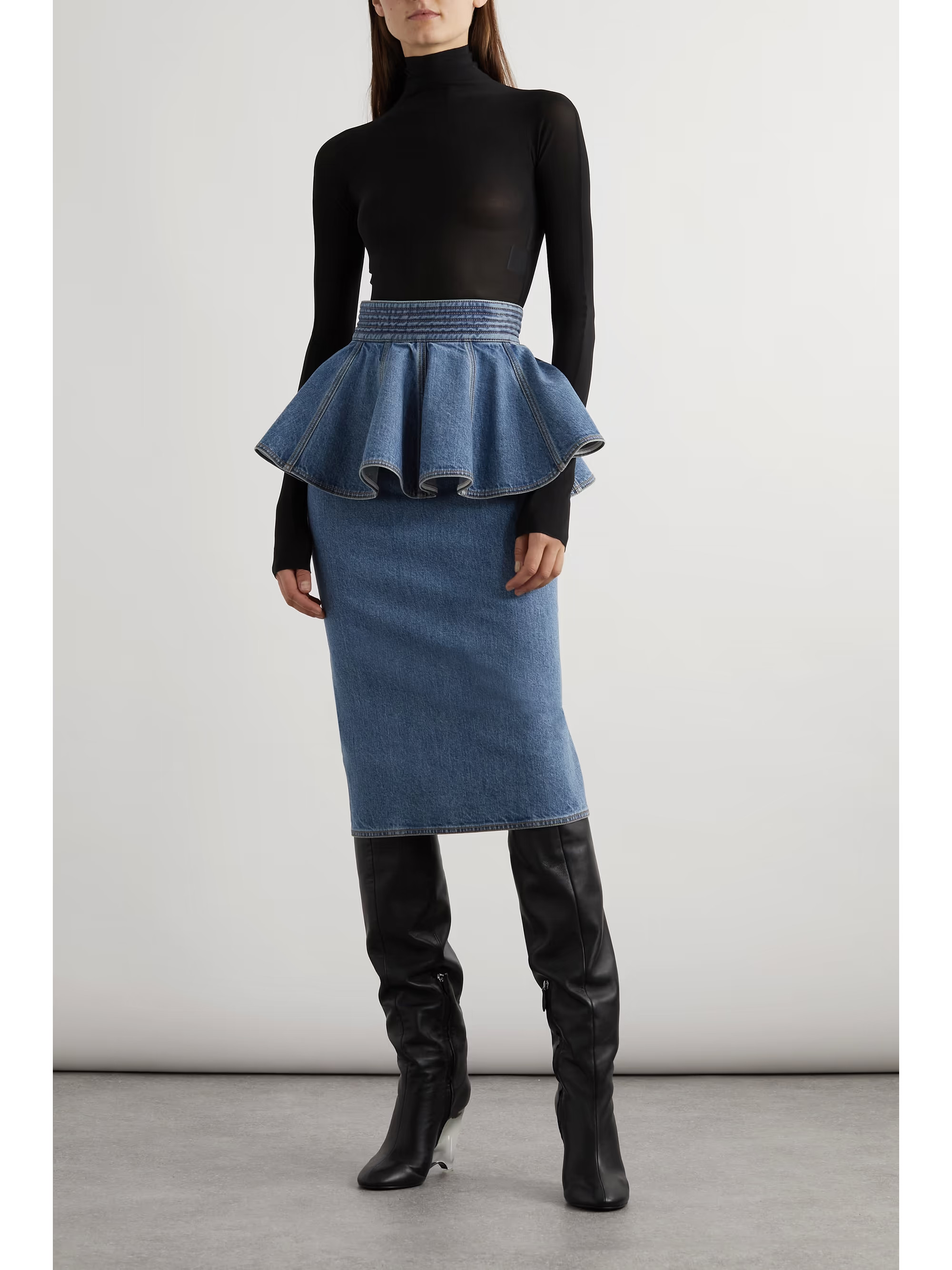 ALAÏA Ruffled denim waist belt | NET-A-PORTER | NET-A-PORTER (US)