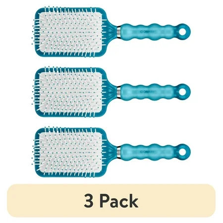 (3 pack) Conair Gel Grip Nylon Bristle Paddle Hair Brush Multicolor | Walmart (US)