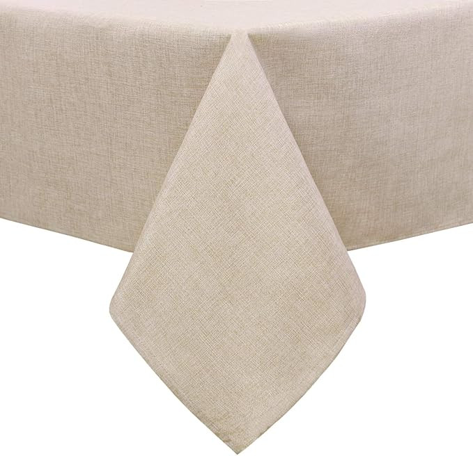 Hiasan Faux Linen Rectangle Tablecloth - Wrinkle and Stain Resistant Washable Table Cloth for Kit... | Amazon (US)
