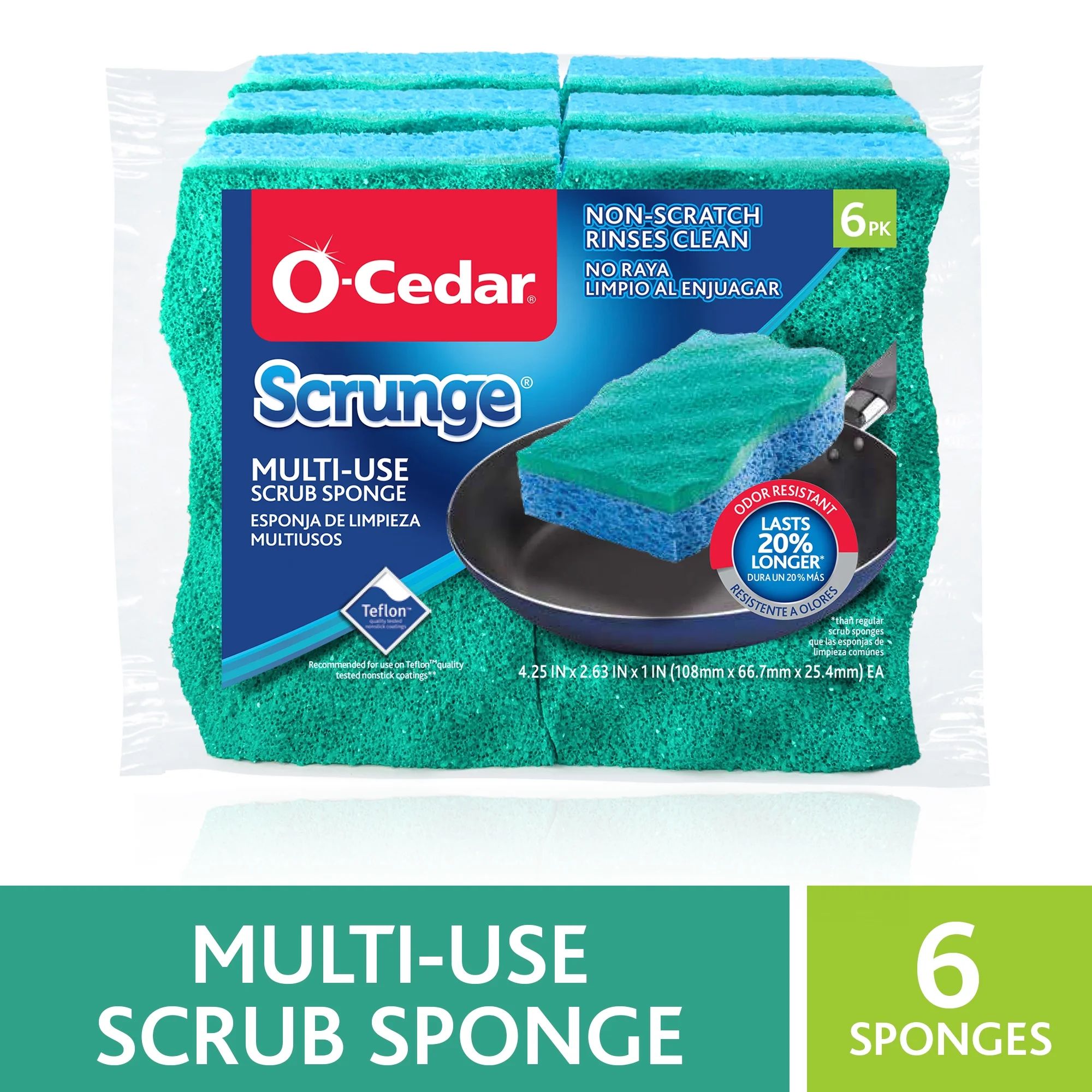 O-Cedar Multi-Use Scrunge Sponge, 6 count | Walmart (US)
