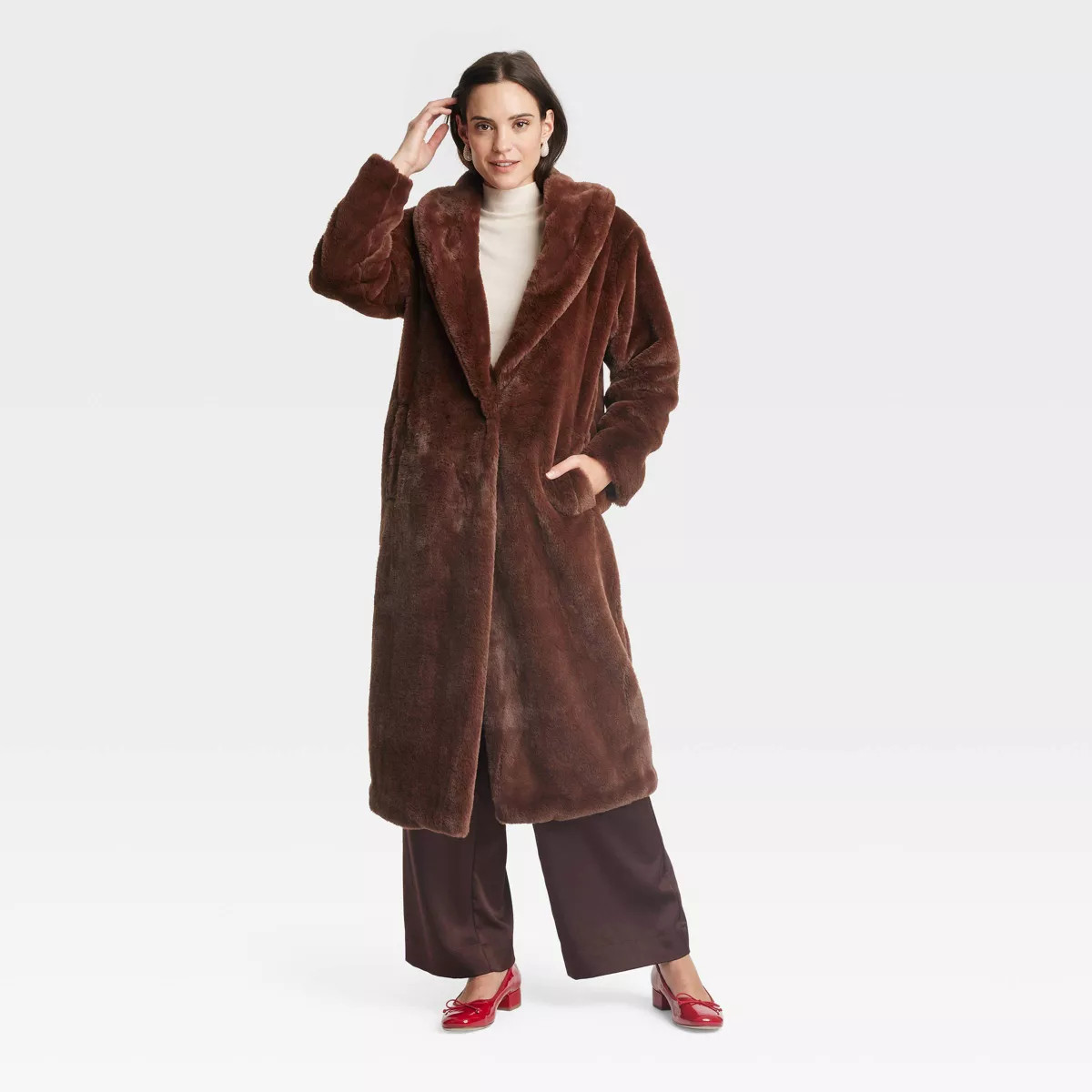 Women's Faux Fur Jacket - A New Day™ Brown | Target