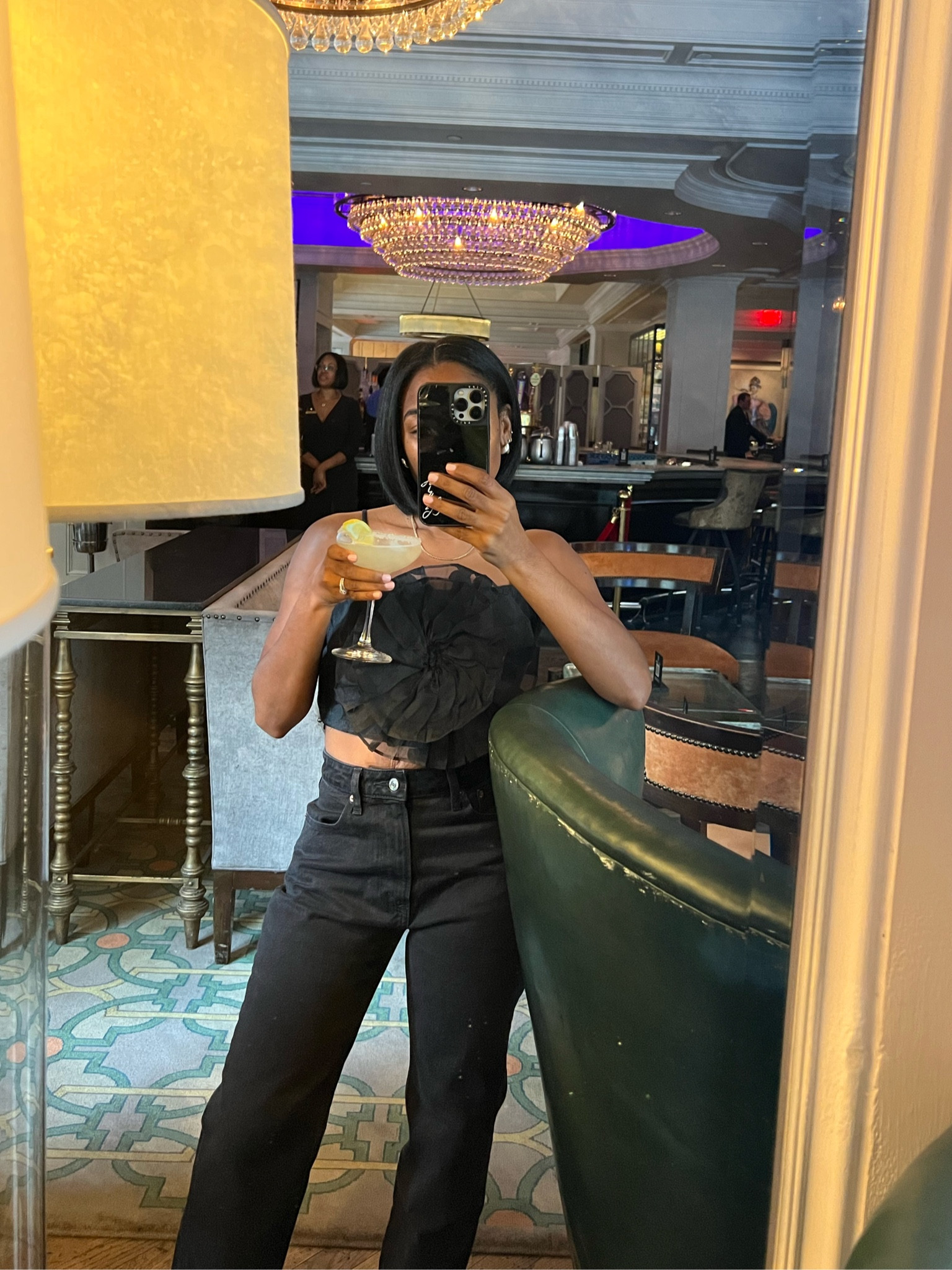 Black flower crop top and black high waist jeans 

#LTKstyletip #LTKFind