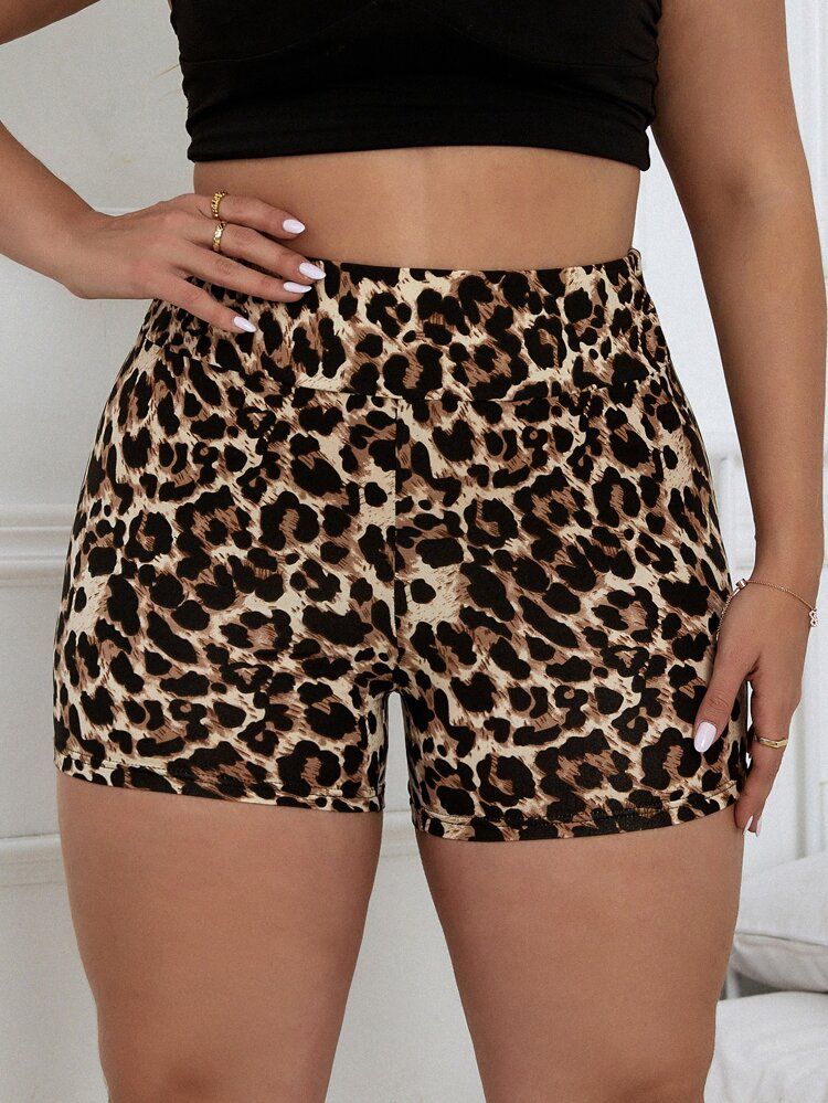 Plus Leopard Print Biker Shorts | SHEIN