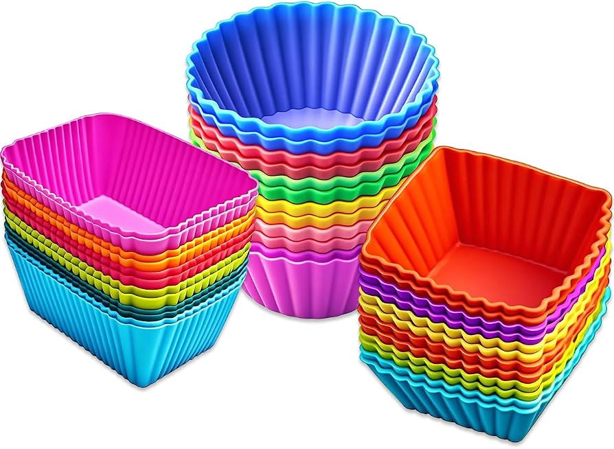 36 Pack Silicone Cupcake Liners Muffin Baking Cups Liners Reusable Non-Stick Cake Molds Sets Lunc... | Amazon (US)
