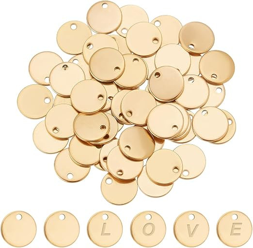 PH PandaHall 50 Pcs 304 Stainless Steel Flat Round Blank Stamping Tag Pendants Charms for Bracele... | Amazon (US)