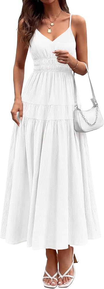 KIRUNDO Maxi Dresses for Women 2026 Summer Sleeveless Spaghetti Strap Long Flowy Beach Vacation D... | Amazon (US)