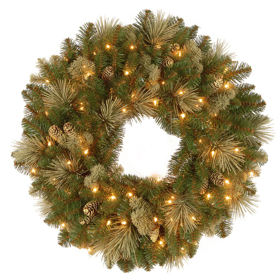 24 in. Pre-Lit Carolina Pine Wreath with LED Lights | National Tree Company