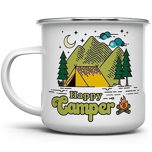 Happy Camper Retro Campfire Coffee Mug, Nature Adventure Camp Cup, Mountain Hiking Outdoor Campin... | Amazon (US)