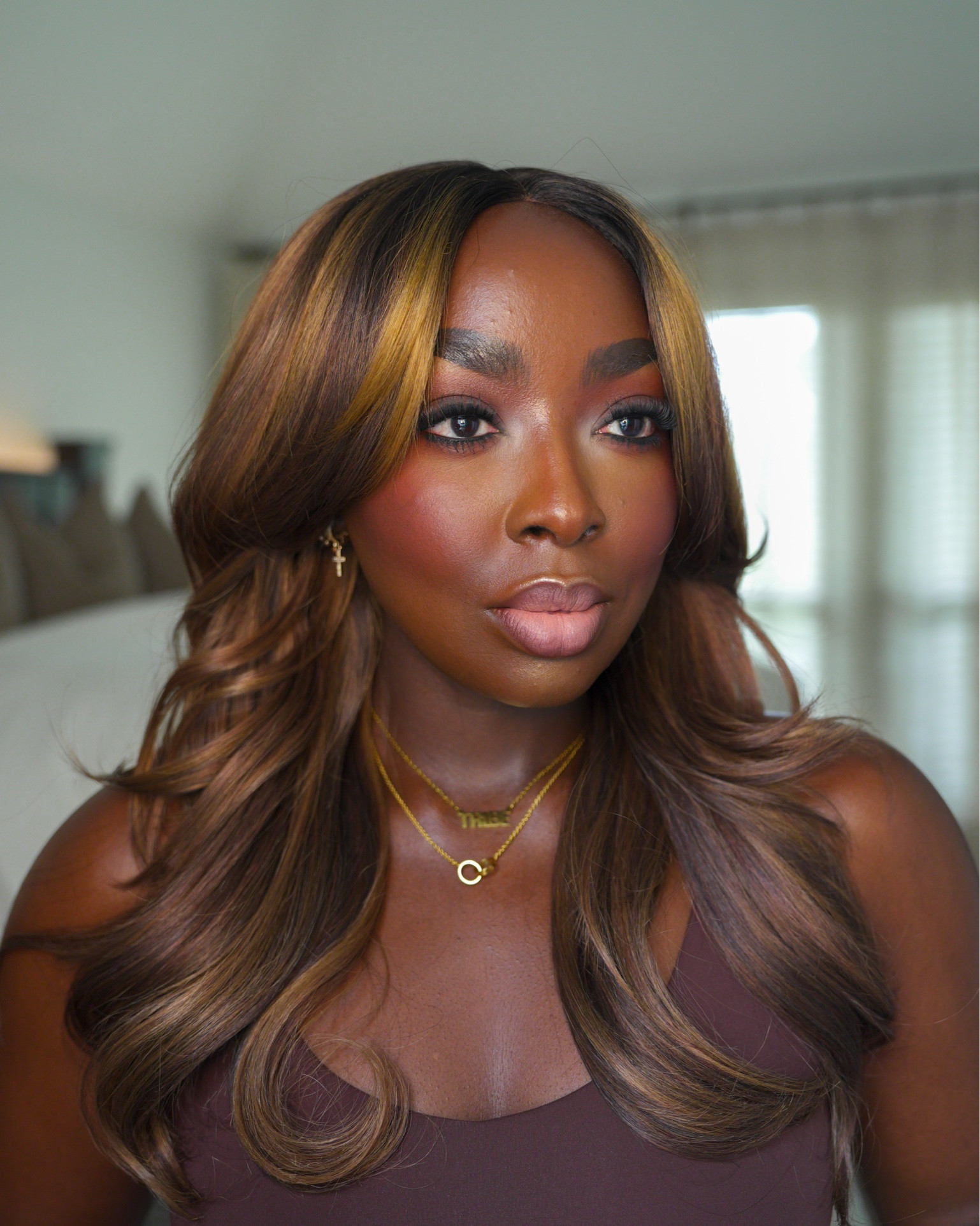 For under $50, this SYNTHETIC Curtain Bang Wig is tooooooooo good! 🤌🏾 the color is HI – COCONUT. #SyntheticWig #Blonde #Balayage #Wig