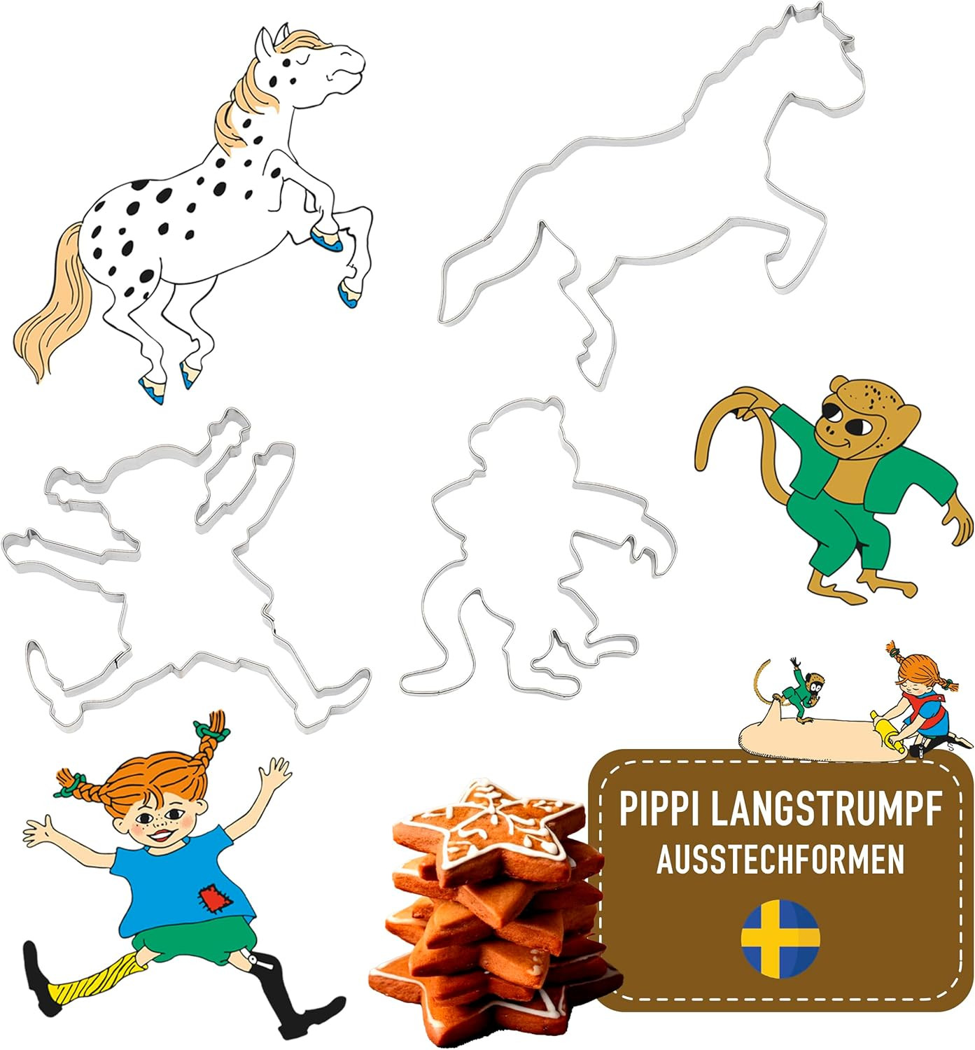 Pippi Langstrumpf Backformen für Kinder – Offiziell lizenzierte Pippi Langstrumpf Ausstechform... | Amazon (DE)